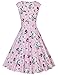 MUXXN Women's Ruched Bust High Waist Formal Work Midi Dress (Floral Pink M)