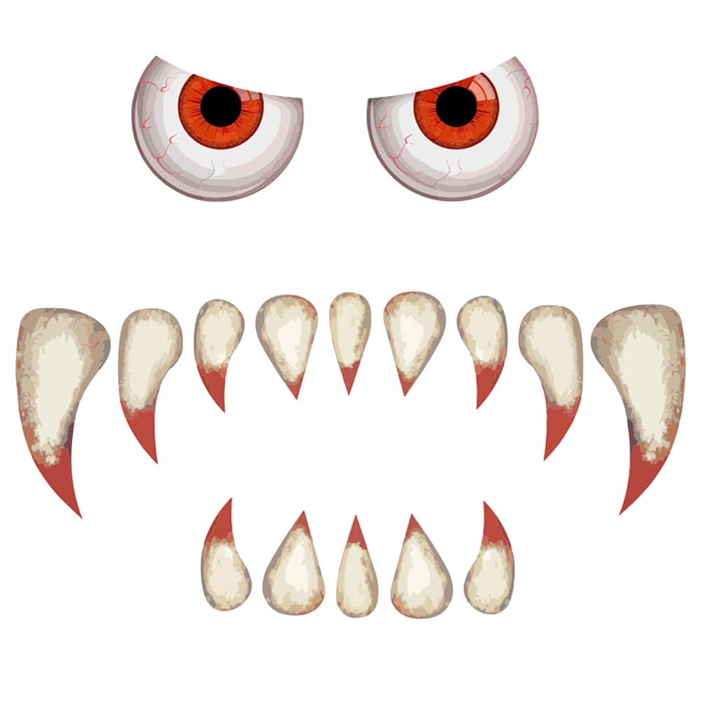 TOYANDONA Halloween Monster Face Decorations Outdoor Garage Archway Door Window Car Stickers for Halloween Party Decorations (Assorted Color)