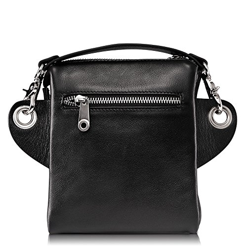 Teemzone Men’s Genuine Leather Shoulder Cross Body Waist Bag (Larger size updated Black) Bags