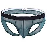 YiZYiF Men's Sexy Buttocks Hollow-Out Thong Mesh Bikini Briefs Underwear Green X-Large