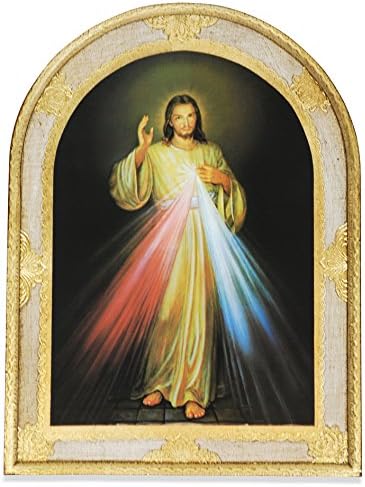 Divine Mercy Large Wall Panel with Gold Leaf Border and Wall Hook - Made in Italy