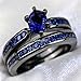LOVERSRING Couple Ring Bridal Set His Hers Women Black Gold Filled Blue Agate Men Stainless Steel Wedding Ring Band