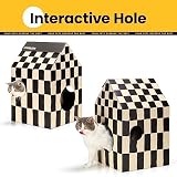 Conlun Cardboard Cat House with Scratching Board Medium 33Lx32Wx50H cm view 3