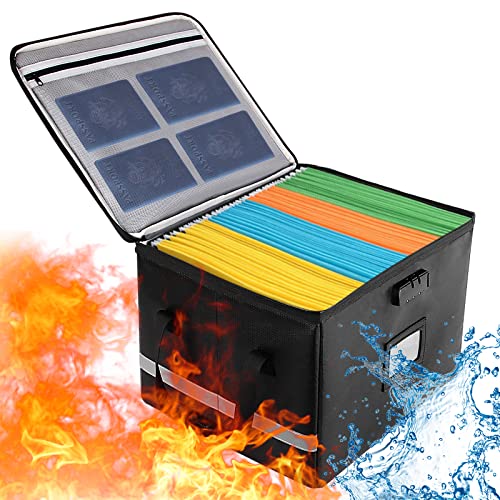 File Box, Fireproof Document Box, Portable Filing Box with Handle File