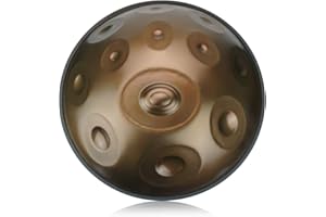 "OcarinaWind" Hand Pan in D Minor 12 Notes Steel Hand Drum,440HZ (22.8" (58cm), Brozne 12 Notes-D3 A3 B3b C4 D4 E4 F4 G4 A4 C5 D5 E5) with Soft Hand Pan Bag