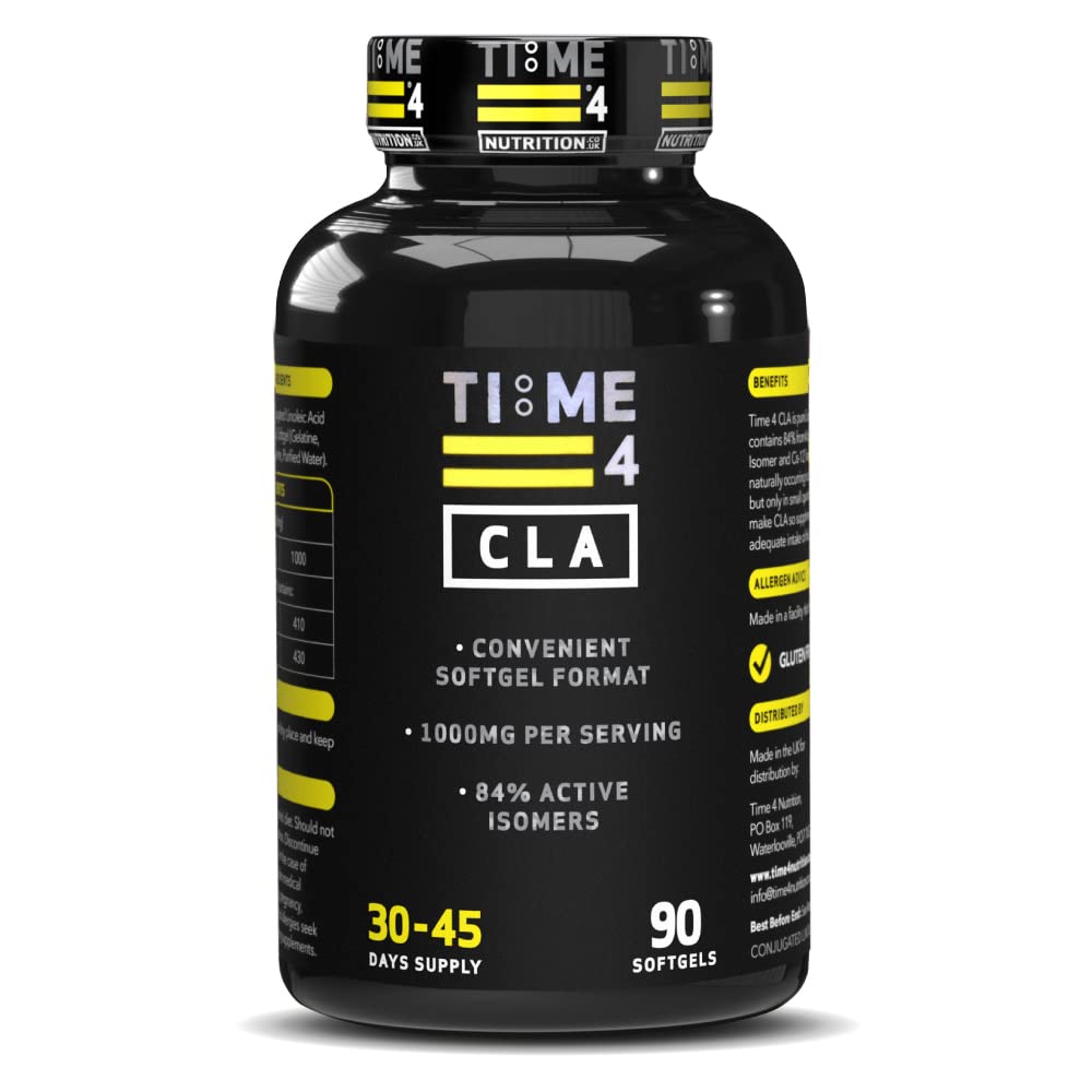 Time 4 CLA – 1000mg CLA Per Softgel Capsule Not Tablet – High Strength Premium Grade Conjugated Linoleic Acid, 84% Active Isomers Suitable for Men & Women, 30-45 Day Supply, Supports Weight Management