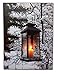 BANBERRY DESIGNS LED Wall Art - Winter Lantern Lighted Canvas - Light Up Snowy Scene With a Glowing Black Lantern - Light Up Canvas Print - Christmas Wall Art - Measures 11.75