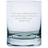 Mark Twain If I Cannot Drink Bourbon Quote Etched Crystal Rocks Whisky Glass