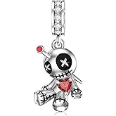 SOESON Voodoo Doll Pendant Charm 925 Sterling Silver Gothic Dangle Bead Charm Bracelet Necklace Jewelry Halloween Christmas Birthday Gifts for Women Sister Friend Mom Wife