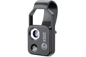 Koolertron Mini Phone Microscope with LED Light,Universal Clip and CPL,200X Portable USB Microscope Camera Accessory,Pocket Microscope for Kids and Adults,Compatible with iPhone/Andriod Phone/iPad