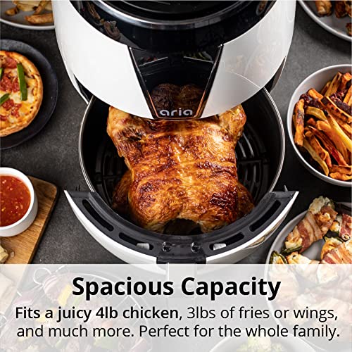 Aria TeflonFree 5 Qt. Ceramic Air Fryer with Recipe Book, White