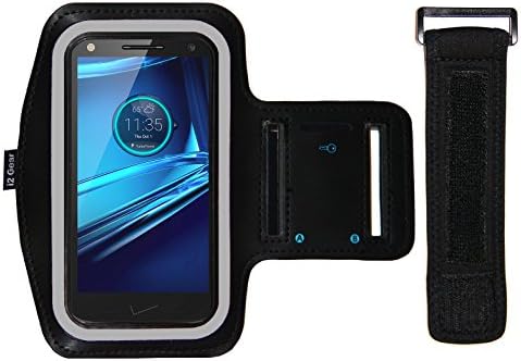 i2 Gear Sports Armband for Moto G7 Play, Motorola Droid Turbo 2, Moto X4 & E6 Play + Extender - Black