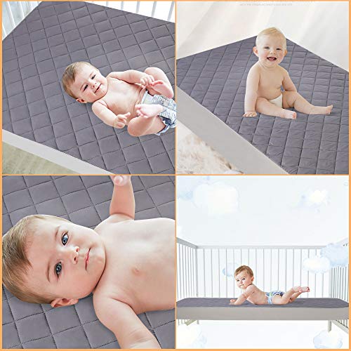 KEAFOLS Waterproof Crib Mattress Protector 28x52, Breathable Protective Mattress Pad Cover Quilted Fitted Baby Bed Sheet for Toddler and Crib - Thumbnail 4
