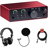 Focusrite Scarlett Solo USB-C Audio Interface (4th Gen) Bundle with Polsen HPC-A30 Studio Monitor Headphones, Pop Filter and XLR- XLR Cable