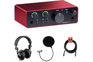 KELLARDS Focusrite Scarlett Solo USB-C Audio Interface (4th Gen) Bundle with Polsen HPC-A30 Studio Monitor Headphones, Pop Filter and XLR- XLR Cable