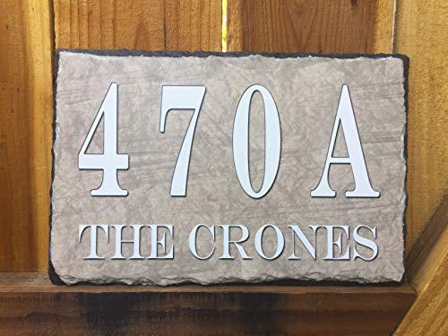 Sassy Squirrel Beautifully Handcrafted and Customizable Slate Home Address Plaque (16"x10", 18"x8", 12"x8"or 12"x6") House Sign with and mounting Hardware. Improve The Curb Appeal of Your Property
