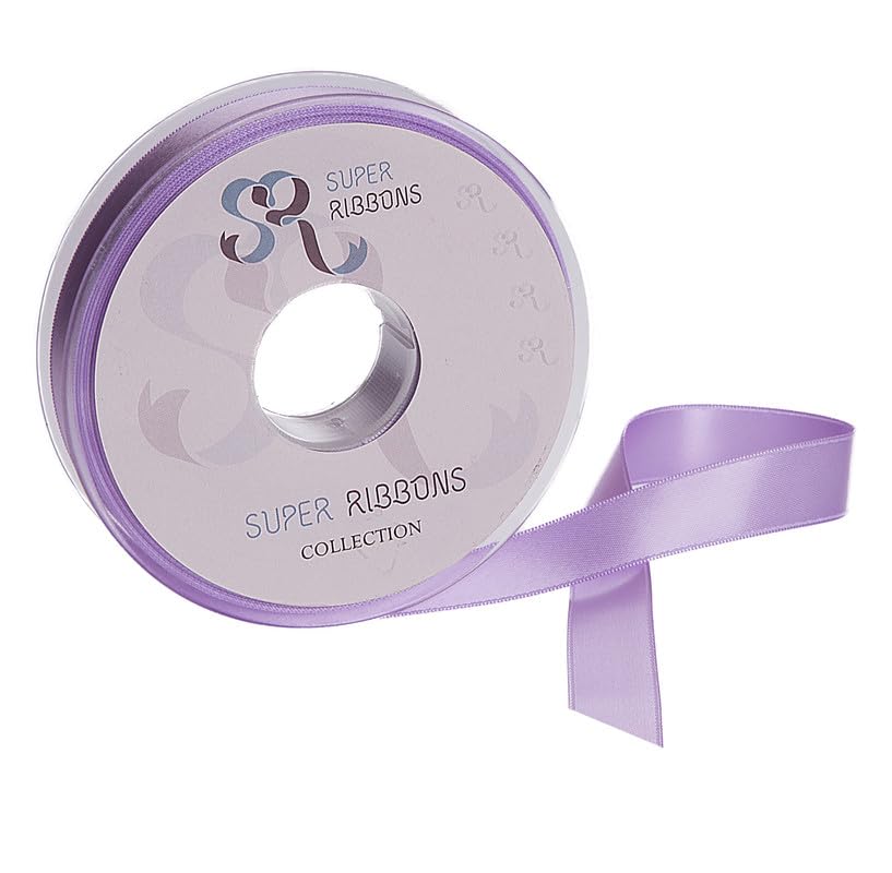 SR SUPER RIBBONS®™- Full Reel 25mm Double Faced Satin Ribbon, 20 Metres on Reel - Lilac