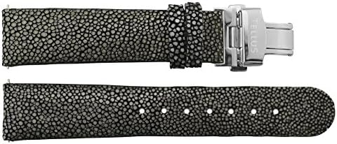 Quick Release Black Galuchat Band Replacement Butterfly Buckle, 22mm Strap - B22014
