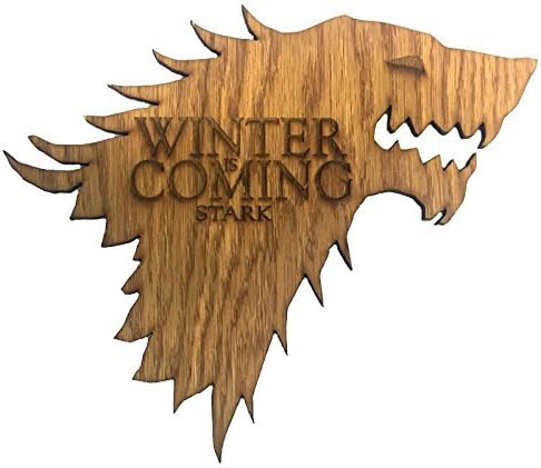 Derwent Laser CraftsGame of Thrones House Stark "Winter is Coming" Wooden Direwolf Sigil (30centimeters x 25centimeters)