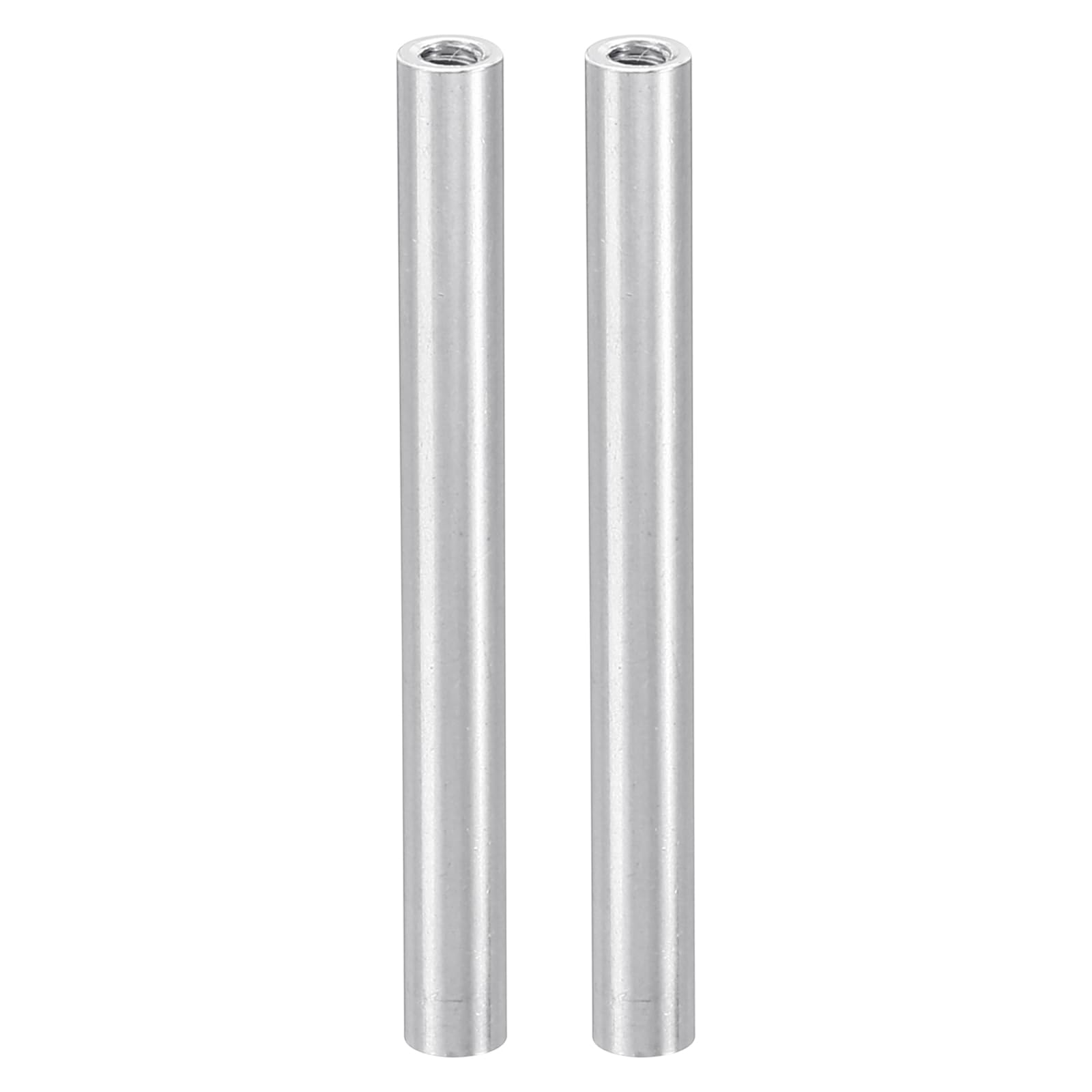 PATIKIL 2pcs M3 Metal Threaded Standoff Spacer Nuts, Round Aluminum Spacers Female Coupling Screws, 1/8" ID x 3/16" OD, Silver 3x5x50mm