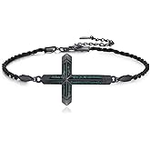 TwoAnts Cross Bracelet for Men 925 Sterling Silver Adjustable Religious Link Bracelet Christian Jewelry Baptism Gift for Women