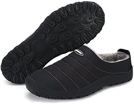 WaltZon Lovers Soft Plush House Slippers Women Men Fur Lined Slip on Loafers Indoor Outdoor Anti-slip Walking Shoes(WZ8666Black43)