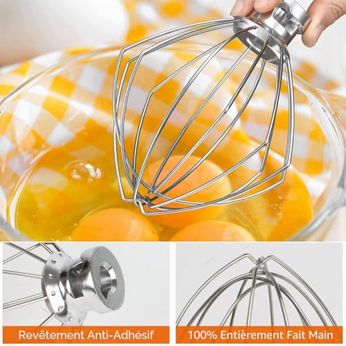 Kitchen-Aid Professional Foam Whisk for Kitchen-Aid Artisan Series 4.5-5 Quart, Stainless Steel Beater