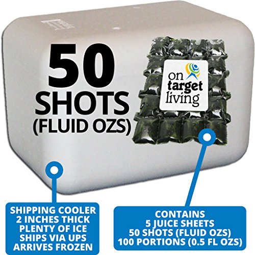 On Target Living Wheatgrass Juice - 50 Fl Ozs - $1.99 Per Oz - 100% Wheatgrass Juice - Field Grown - Flash Frozen - Unpasteurized - 100 x 0.5 Fl Oz Portions