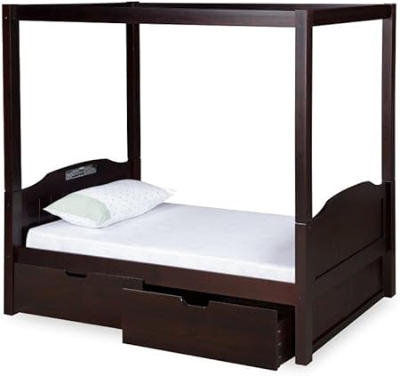 Amazon Com Expanditure Twin Canopy Bed With Drawers Panel Style