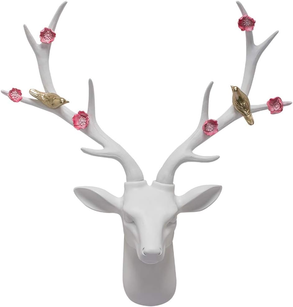 Wall Sculptures White Deer Head Wall Hanging Animal Head Wall