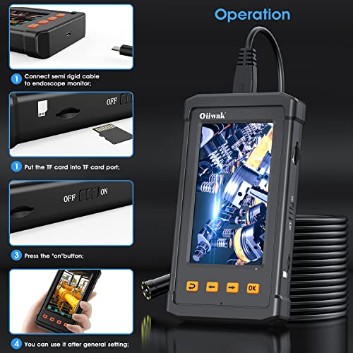 50FT Endoscope Inspection Camera, Oiiwak Borescope Camera for Pipe