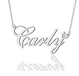 Carly Heart Name Necklace Silver Stainless Steel