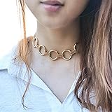 Chicer Fashion Choker Necklace with Annulus for Women and Girls (Gold).