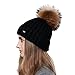 Winter Beanie Hats for Women Real Fur Pom Pom Slouchy Beanies Bobble Ski Cap