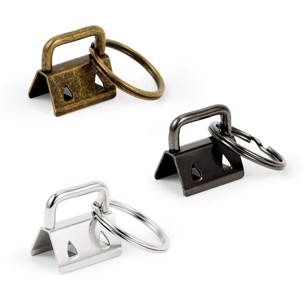 SPEEDWOX Key Fob Hardware 25 Mixed Sets Wristlet Sets with Split Rings(0.8 Inch)