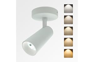 JARLSTAR LED Ceiling Spotlight 5CCT 2700K/3000K/3500K/4000K/6000K Selectable Dimmable,Spot Light Indoor Adjustable Flush Mount Lights Fixture 12W CRI 90+, White, 1 Pack Tilt Angle Accent Lighting
