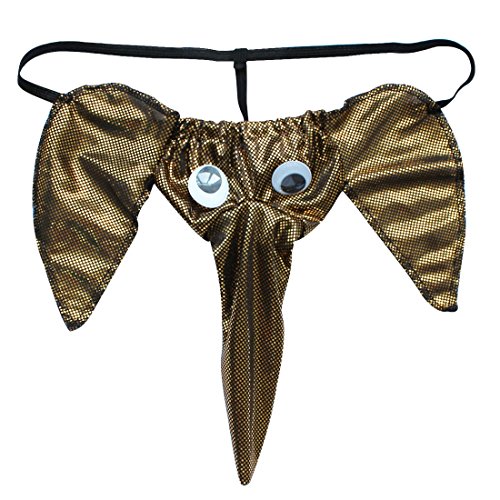 YiZYiF Male Sexy Elephant Lingerie G-string T-back Thongs Bulge Pouch Underwear Gold