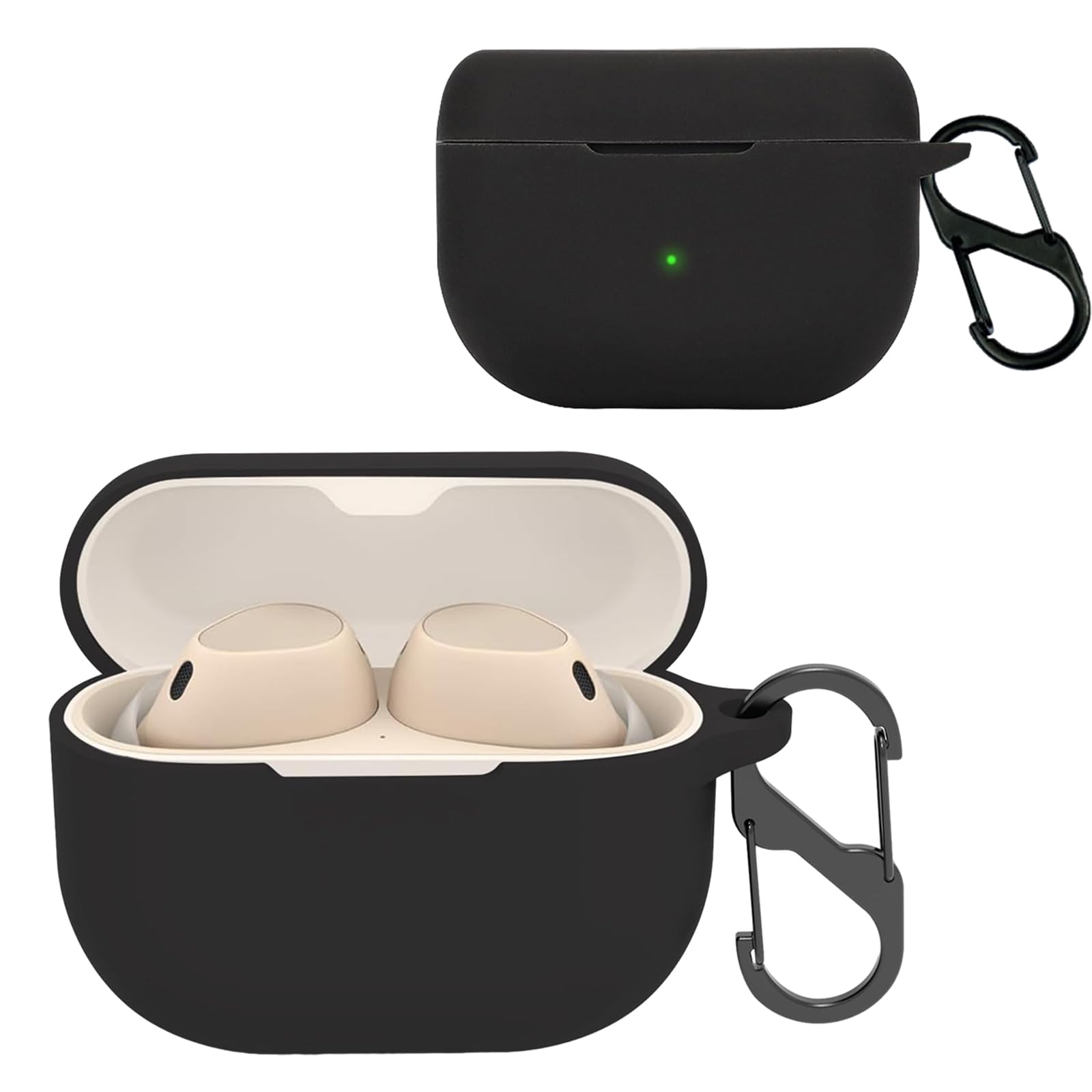 KZIOACSH Silicone Case for Jabra Elite 10/Elite 8 Active, Ultra-thin Shock-Absorbing Wireless Earbuds Protective Case Lightweight Waterproof Anti-Lost Earphones Skin Cover with Keychain Hook, Black