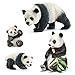 Liberty Imports Cute Giant Panda Family Toy Figures with Cubs - Safari Zoo Animals Plastic Figurines - Educational Detailed Gift Set for Kids Children (4 Pieces)