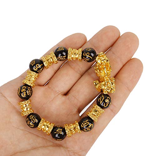 6 Goldenlight+Bracelet+Obsidian+Adjustable+Elastic