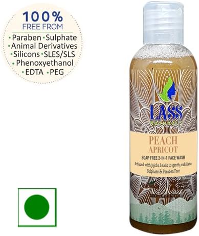Lass Naturals Peach Apricot Soap Free 2-IN-1 face Wash 100 ml - Infused with Jojoba beads - Skin Care