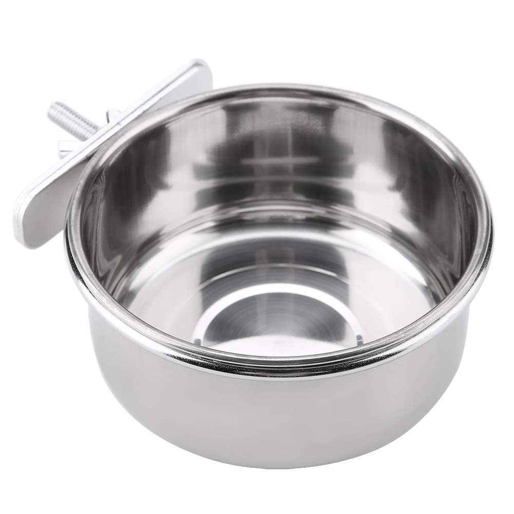 Stainless Steel Hanging Bowl for Bird Parrot Parakeet Feeder Bird Cage Food Water Feeding Accessory (M)