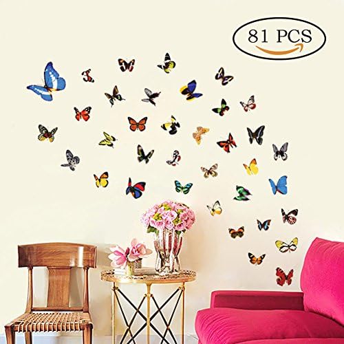 Neele Butterfly Wall Decals Butterfly Removable Mural Stickers Wall Stickers for Home and Room Decoration (81)