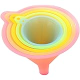 Bettli Plastic Different Sizes Transparent Funnels for for General Purpose Lab Kitchen Home Tools, Liquids Dry Goods (5 pcs M
