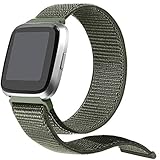 bayite Soft Nylon Bands Compatible with Fitbit Versa Women Men, Breathable Sport Loop Band Replacement Accessories Wristband, Army Green