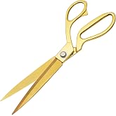 CHNZAO Premium Tailor Scissors,10.5" Gold Scissors for Ribbon Cutting | Heavy Duty Sewing Scissors all Purpose,Comfort Grip Ultra Sharp,Gold Titanium Coating Stainless Steel,for Fabric,Leather