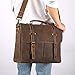 Mens Messenger Bag Waterproof 15.6'' Vintage Computer Bags Genuine Leather Briefcase Waxed Canvas Laptop Satchel Shoulder Bag Work College Bags Men Women Brown