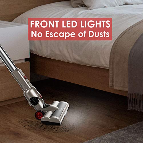 Comfyer Cordless Vacuum Cleaner, 2 in 1 Bagless Stick Vacuum, 8Kpa Multi-Cyclonic Suction & LED Power Brush, Lightweight Handheld Vacuum with HEPA Filter, 22.2V Detachable Battery and Wall Mount