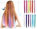 OneDor 23 Inch Colored Party Highlights Straight Hair Clip Extensions. Heat-Resistant Synthetic Hair Extensions in Multiple Colors (Full Color Set 12 Pcs)