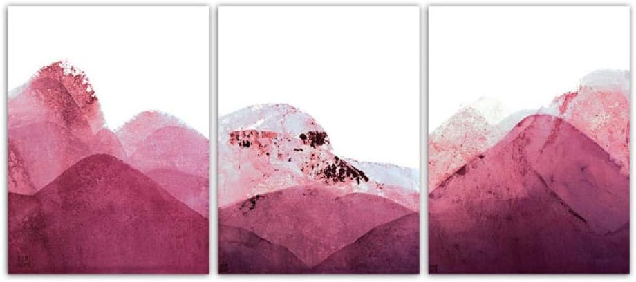Wall Art, Hd Print Abstract Pink Mountain Nordic Watercolor, Canvas Painting,Living Room Bedroom Bedside Home Decor Picture Poster/Unframed/50X70Cmx3
